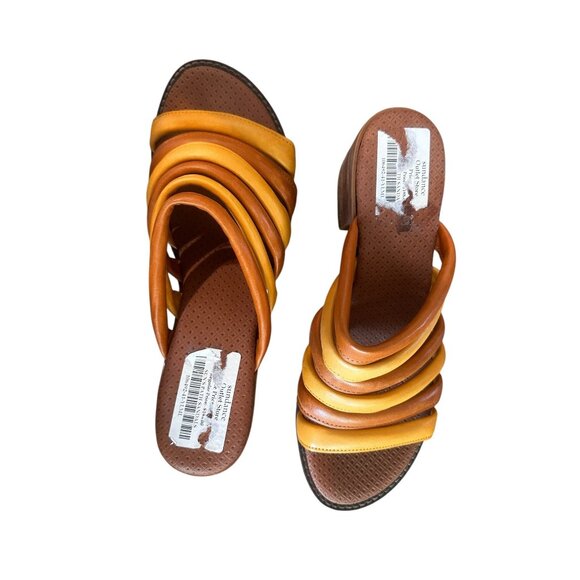 Sundance Casta Suns Yellow Multiple Straps Sandals Women 10.5 Block Heel Spain - Picture 10 of 11